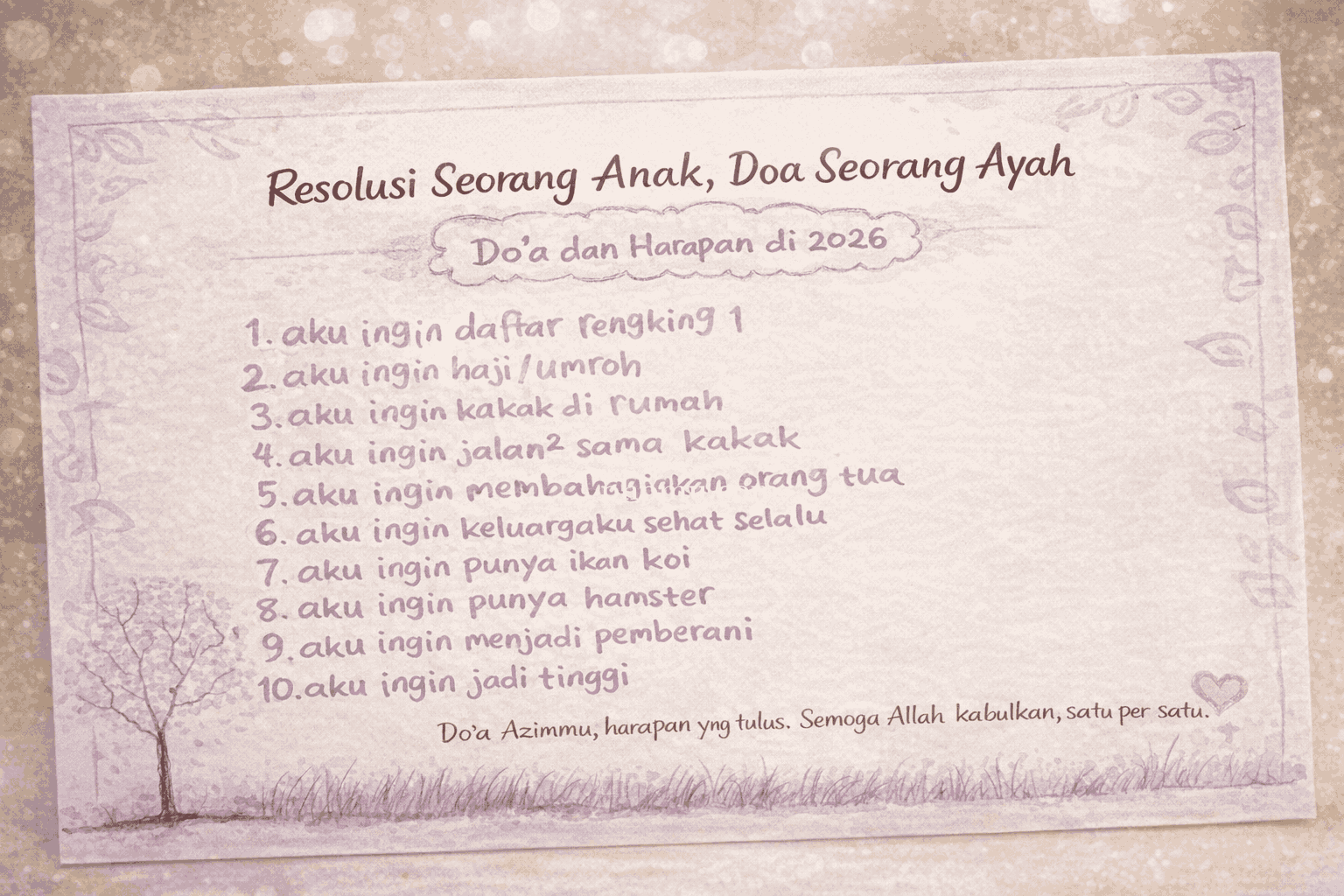 Ketika Azim Menulis Harapan